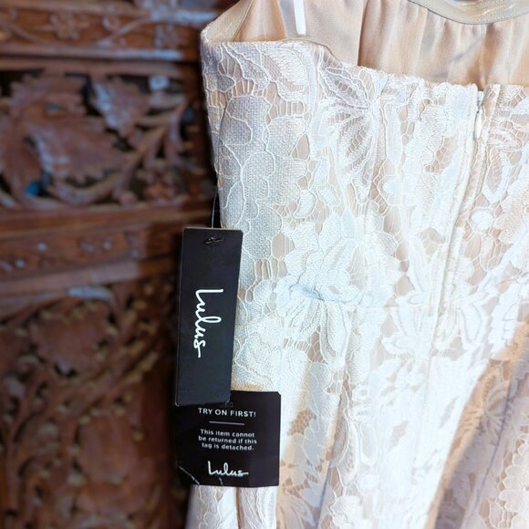 NWT Lulus Give it a Twirl White Lace Strapless Midi Dress - Size Small 🩷 - Picture 6 of 14